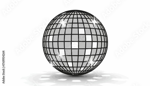 Shimmering disco ball creates a vibrant party atmosphere, perfect for nightlife flyers