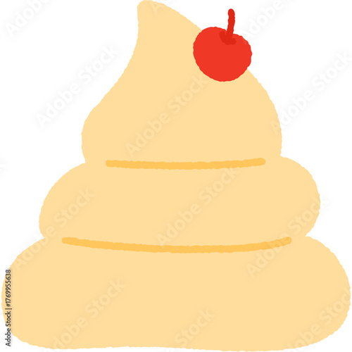 soft cone ice cream with cherry