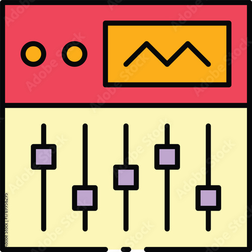 Music icon set with music note, musical instrument, guitar, keyboard, violin, drum, saxophone, trumpet, flute, clarinet icon. Simple lineal color vector