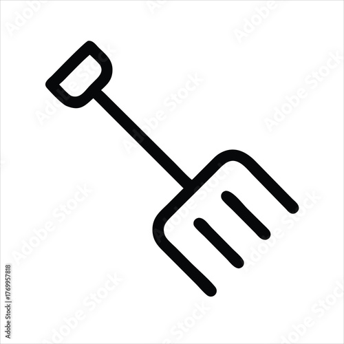 Pitchfork hay fork line art vector icon tool agriculture