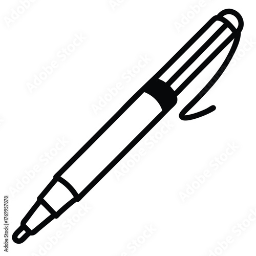 Pen signature flat vector icon symbol isolated white background