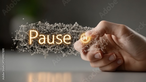 A hand appears to manipulate a digital representation of the word 