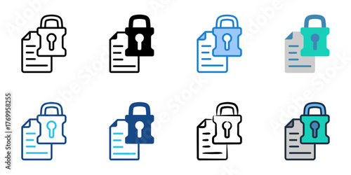 Encryption icon set multiple style collection 
