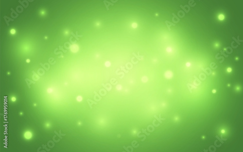 Green Bokeh Light Background with Soft Glowing Particles, Abstract Fresh Nature Blur Design for Spring and Eco Concept, Background decoration