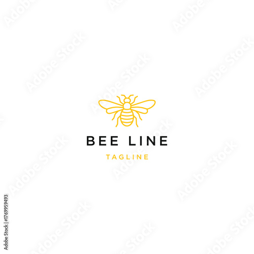 Bee logo design vector icon flat illustration