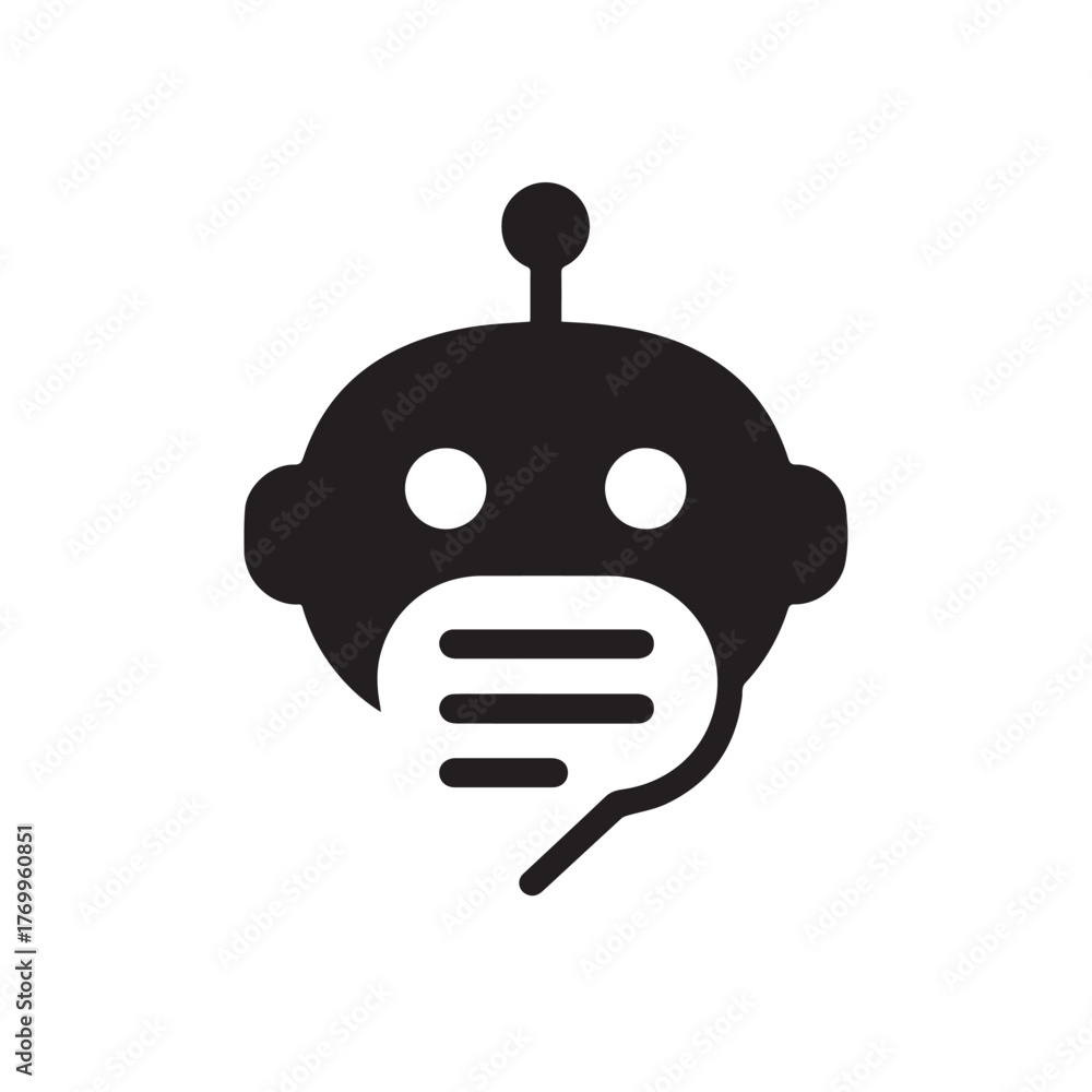 Obraz premium Chatbot icon with speech bubble isolated on white background