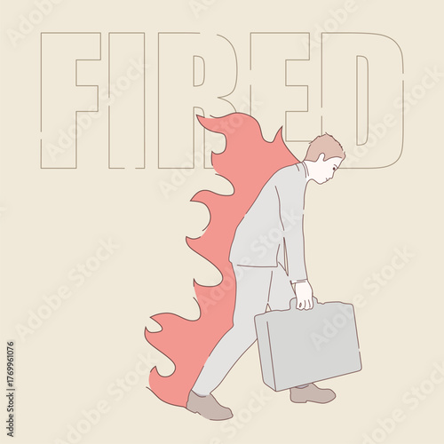 Unhappy businessman dismissed from his job. Unemployment business concept. Layoff, crisis, employee job reduction.