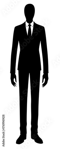 Halloween monster,  character  silhouette in suit and tie, creepy faceless tall figure standing in darkness