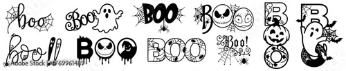 Boo. Black Halloween lettering set