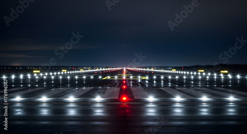Close-Up of Runway Lighting in Flawless Night Composition