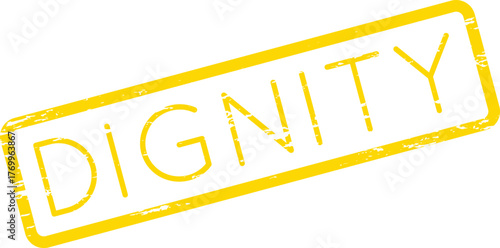 Dignity yellow textured stamp affirming self worth respect and inherent human value
