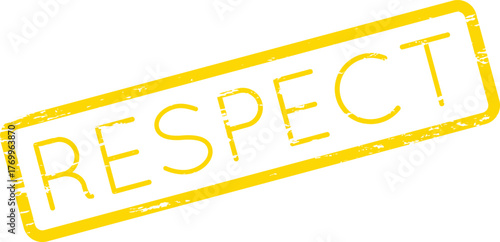 Yellow textured rectangular stamp with the word Respect symbolizing admiration and consideration