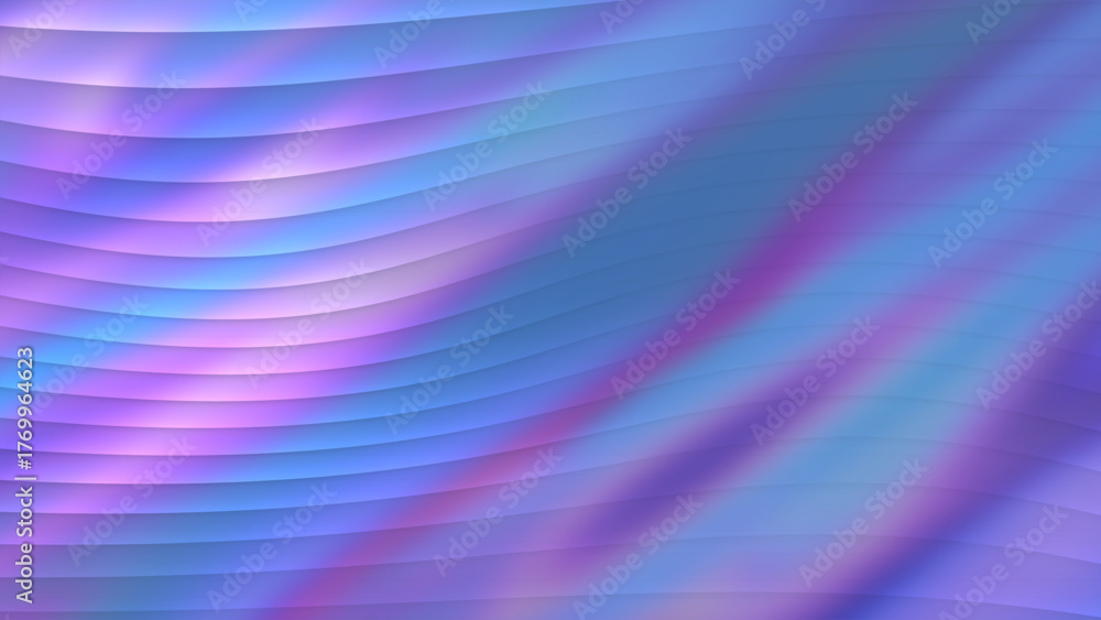Fototapeta premium Soft glass wave gradient background, layered horizontal curves in teal cyan and blue with subtle violet highlights and glossy glow, elegant abstract wallpaper for banners, covers, and modern web desig