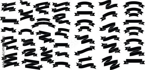 Extensive collection of decorative ribbon banners featuring a wide variety of shapes and styles