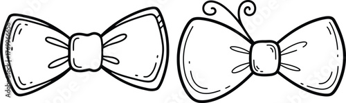 Two elegant hand drawn outline bow ties with subtle design differences suitable for formal wear graphics