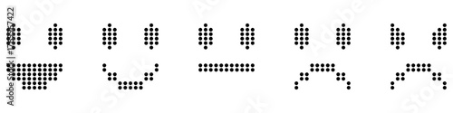 Set robot emoticon face icon vector. Collection for AI, technology, chatbot, and digital assistant themes. Features mechanical expressions for UI/UX design and conveying machine emotion.