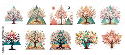Tree and floral illustrations