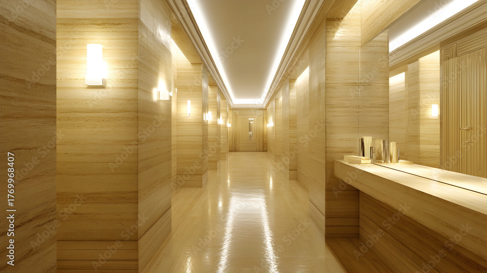 Obraz premium The modern classic foyer showcases refined symmetry and lighting