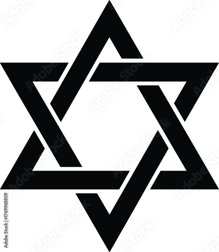Black Star of David geometric symbol on white background judaism jewish