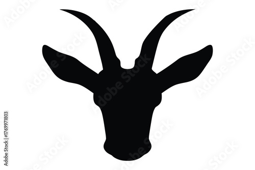 Front view gazelle head silhouette vector illustration