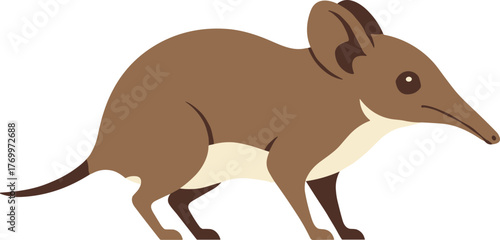 Simple Flat Style Brown Elephant Shrew Animal Illustration Graphic Icon
