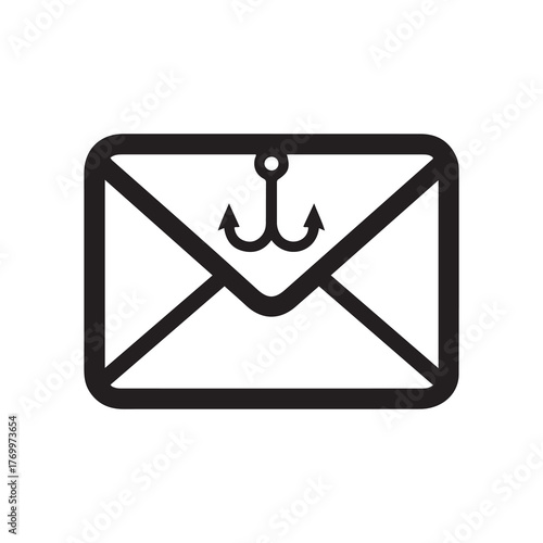 Phishing Email Icon With a Fishing Hook