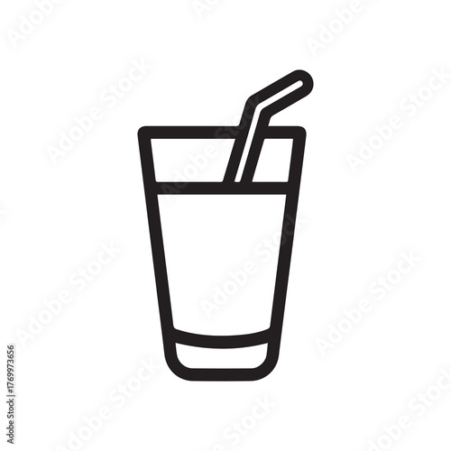 Outlined drink icon with straw