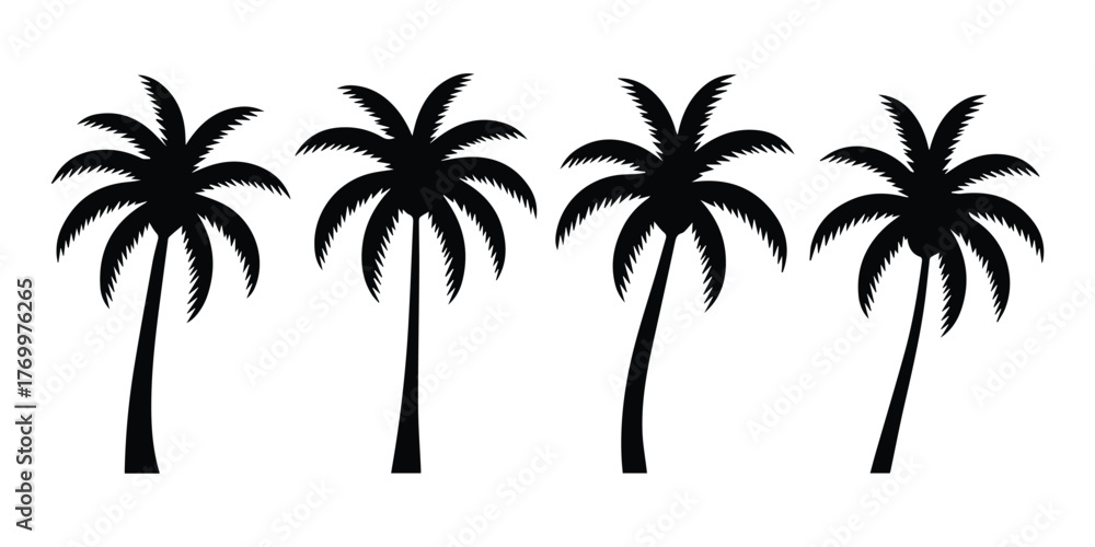 Obraz premium Palm Tree Silhouettes Vector Set