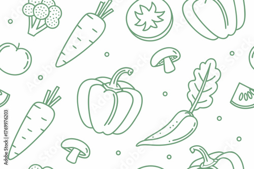Background. Eat healthy. Vector vegetables icons. Seamless texture.