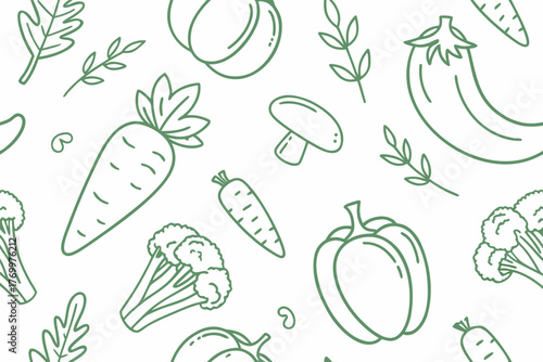 Background. Eat healthy. Vector vegetables icons. Seamless texture.