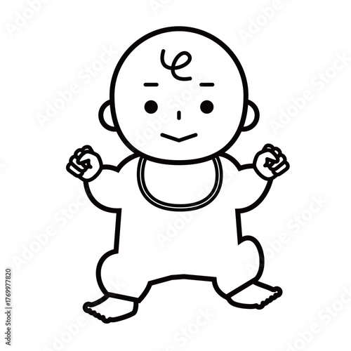 ごきげんな赤ちゃんの全身のイラスト