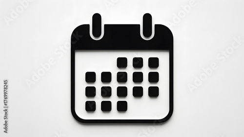 Simple black and white icon representing a calendar with days marked symbolizing planning scheduling and time management concepts