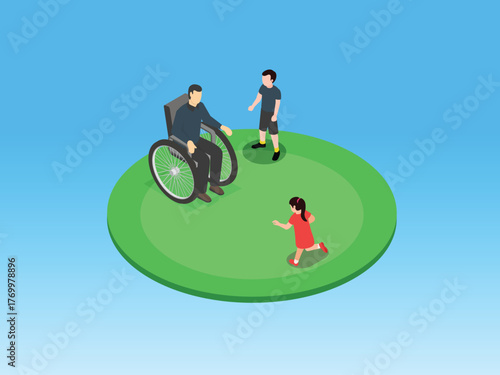 Police Officer or Security Guard on a Self-Balancing Transporter 3d isometric vector illustration