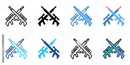 Combat icon set multiple style collection 
