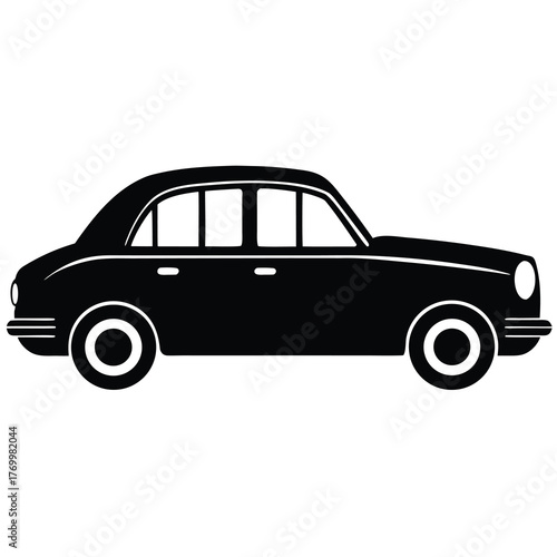 Classic Automobile Silhouette Auto Transport Vehicle Sedan Car Side View Profile Design