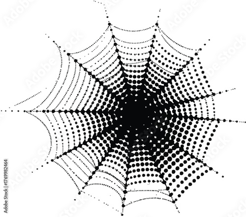 Stylized Spider Web Illustration in Halftone Design