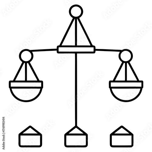 A vector illustration of the scales of justice as a symbol of balance, law, and equality