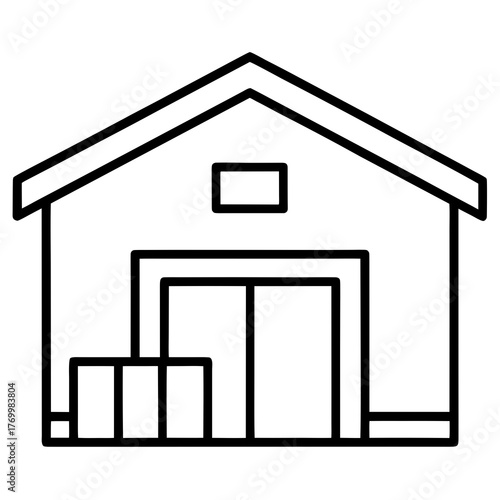 Warehouse Inventory Icons Line Art Transparent Background