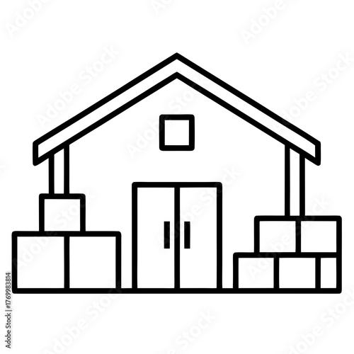 Warehouse Operations Diagrams Line Art Transparent Background