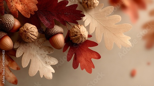 Handmade Style Autumn Natural Decoration Acorns Walnuts Fall Leaves DIY Material Home & Holiday Elements