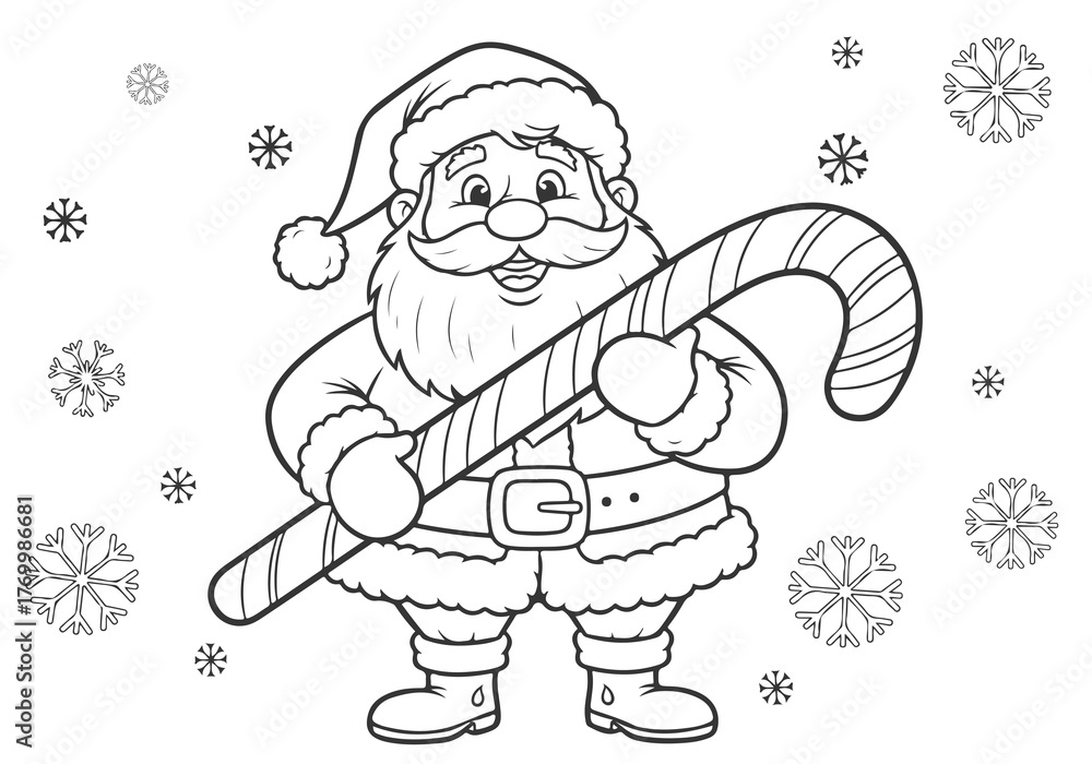 Naklejka premium Festive Santa Claus Coloring Page A Joyful Christmas Activity
