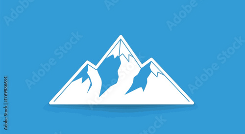 Minimalist mountain range illustration against a bright blue background design