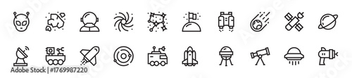 Space Exploration Line Icons Set