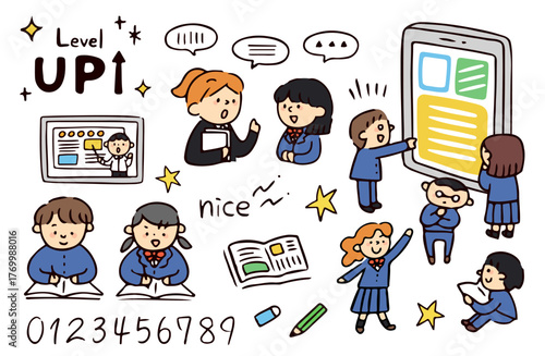学生のイラストセット