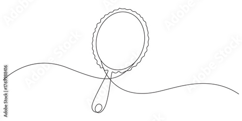 hand mirror one line art vector illustration