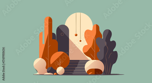 Abstract Minimalist Plant Art | Modern Flat Design