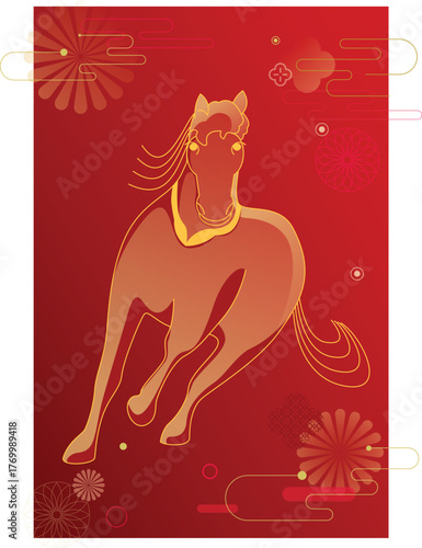 Year of the Horse in the Lunar New Year vector illustration