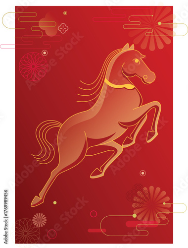 Year of the Horse in the Lunar New Year vector illustration