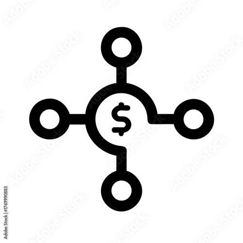 Finance Node Digital Banking Icon Set – Investment, Wallet, Online Payment, Secure Transaction, Money, Fintech, Economy