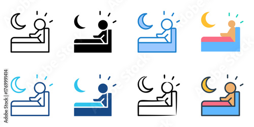 Sleep Disorders icon set multiple style collection 
